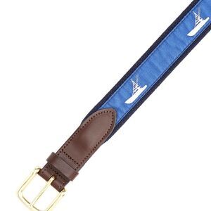 Vineyard Vines Sportfisher Canvas Leather Preppy Nautical Casual Club Belt 34